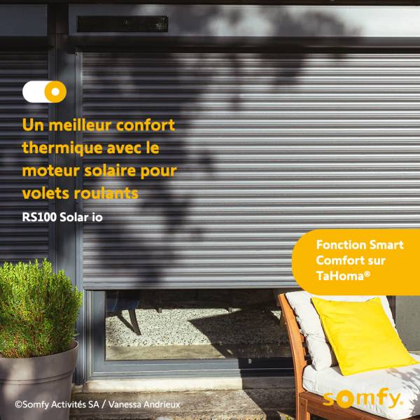 Installation volet roulant solaire SOMFY RS 100 - CLINIQUE DU STORE votre expert sur LYON 