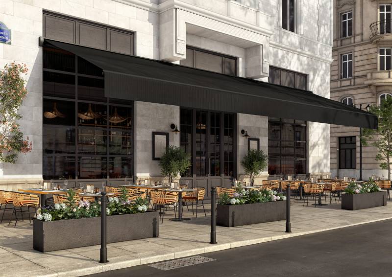 Installer une nouvelle toile de store dans commerce ou restaurant, devis chez CLINIQUE DU STORE